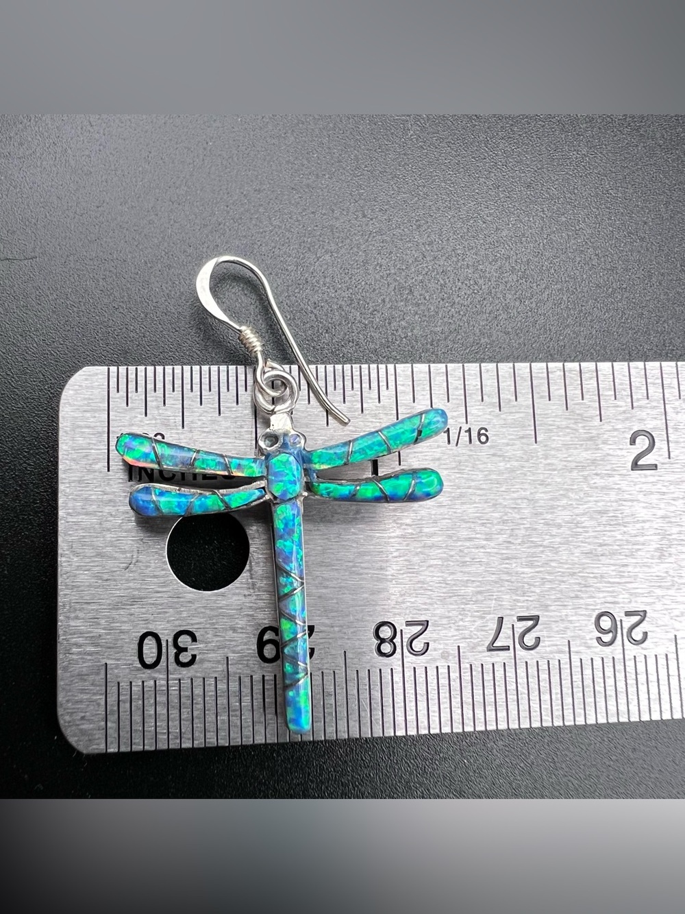 Opal Inlay Dragonfly Earrings - Picture 5 of 5